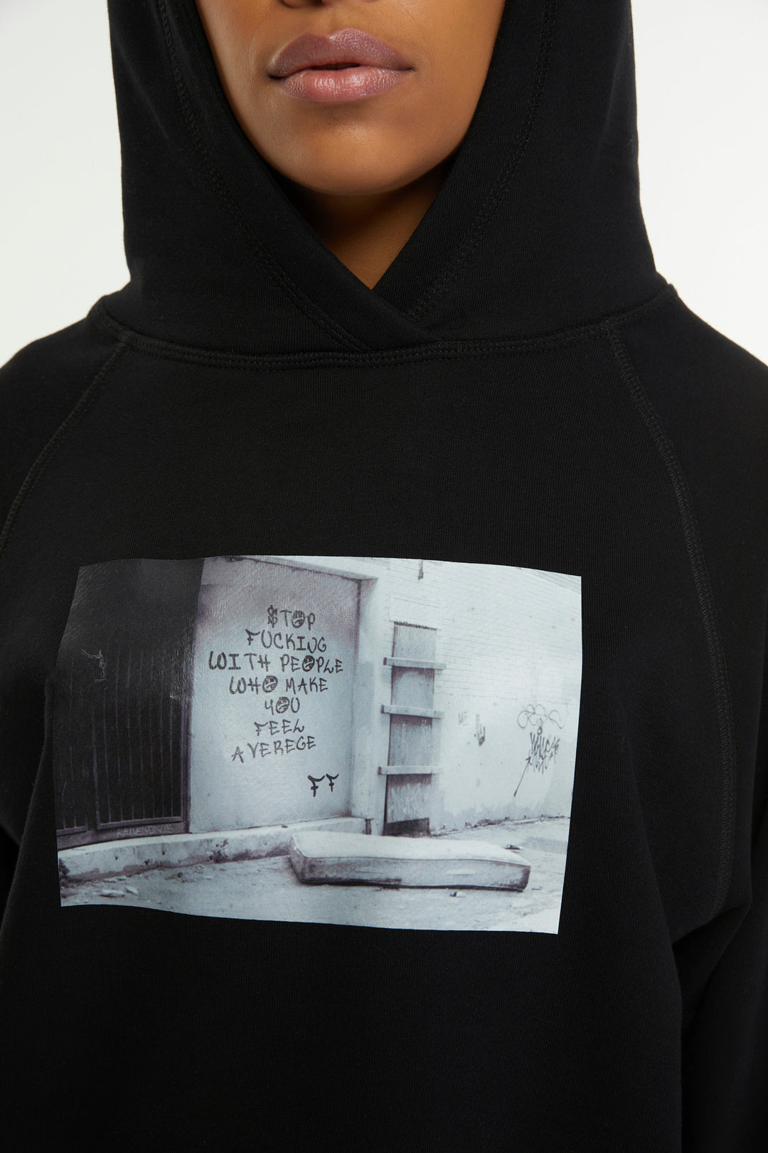 Stop Fucking with People Who Make You Feel Average / Crop Hoodie